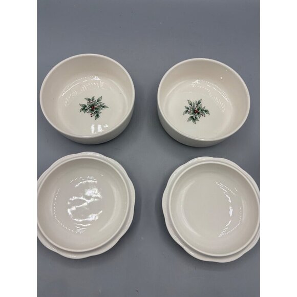 Vtg Nikko Happy Holidays Christmas Tree Lidded Bowls Trinket Dish Porcelain - Picture 3 of 5